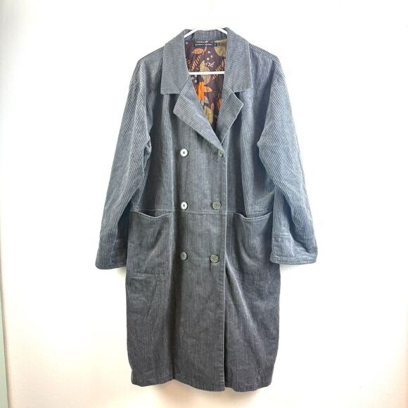 Gudrun Sjöden Jackets & Blazers - Gudrun Sjoden Gray Corduroy Coat Jacket Button Up Lagenlook Boho Size M